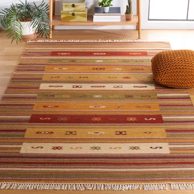 Safavieh Kilim Hand Made Area Rug, Burgundy / Multi Bohemian Style Non-shedding