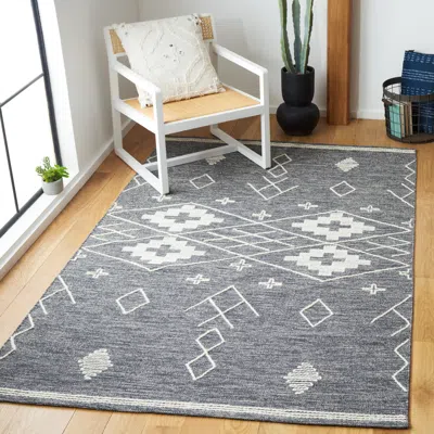 Safavieh Kilim Hand Made Area Rug, Charcoal / Ivory Bohemian Style Non-shedding In Gray