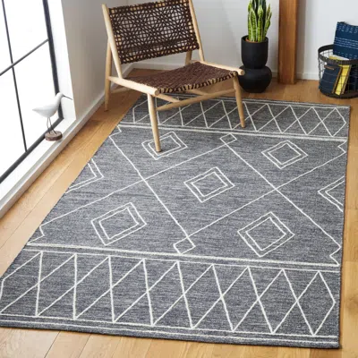 Safavieh Kilim Hand Made Area Rug, Charcoal / Ivory Bohemian Style Non-shedding In Gray