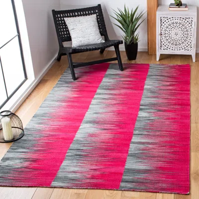 Safavieh Kilim Hand Made Area Rug, Fuchsia / Charcoal Contemporary Style Non-shedding In Pink