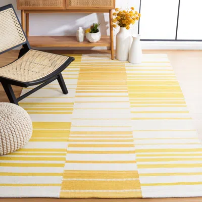 Safavieh Kilim Hand Made Area Rug, Gold / Ivory Contemporary Style Non-shedding In Yellow