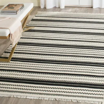 Safavieh Kilim Hand Made Area Rug, Ivory / Black Bohemian Style Non-shedding In Neutral