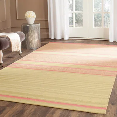 Safavieh Kilim Hand Made Area Rug, Lime / Pink Contemporary Style Non-shedding In Neutral