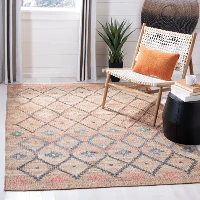 Safavieh Kilim Hand Made Area Rug, Natural / Blue Bohemian Style Non-shedding In Pink