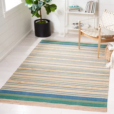 Safavieh Kilim Hand Made Area Rug, Natural / Green Bohemian Style Non-shedding In Multi