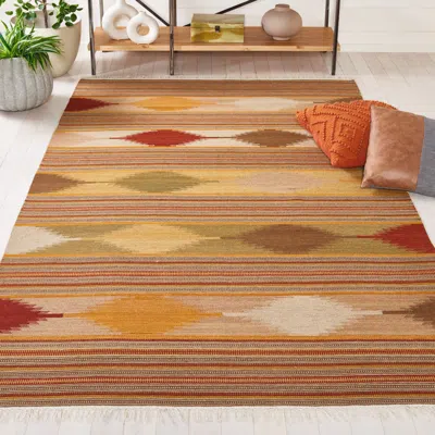 Safavieh Kilim Hand Made Area Rug, Natural / Multi Bohemian Style Non-shedding