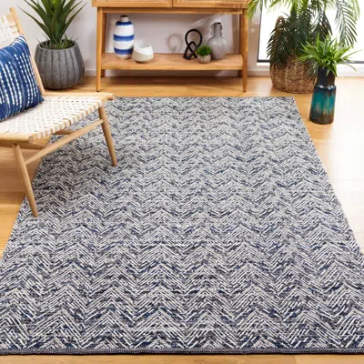 Safavieh Kilim Hand Made Area Rug, Navy Contemporary Style Non-shedding In Gray