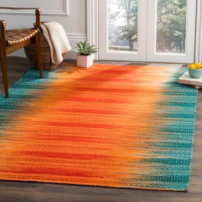 Safavieh Kilim Hand Made Area Rug, Teal / Red Bohemian Style Non-shedding
