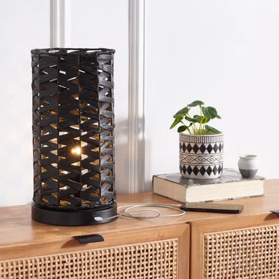 Safavieh Kirin 15" Table Lamp With Usb In Black
