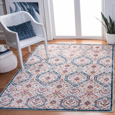 Safavieh Lagoon Machine Made Area Rug, Brown / Navy Traditional Style Easy Care In Multi