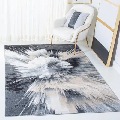 Safavieh Lagoon Machine Made Area Rug, Charcoal / Ivory Contemporary Style Easy Care In Gray