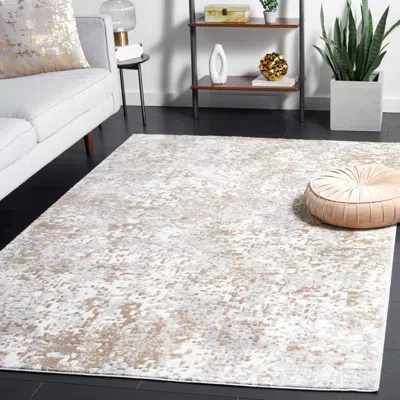 Safavieh Lagoon Machine Made Area Rug, Grey / Gold Contemporary Style Easy Care In Neutral