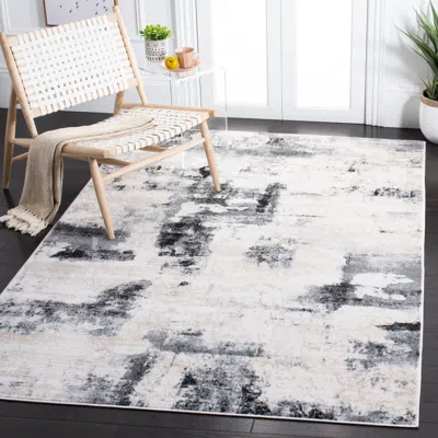 Safavieh Lagoon Machine Made Area Rug, Ivory / Charcoal Contemporary Style Easy Care In White