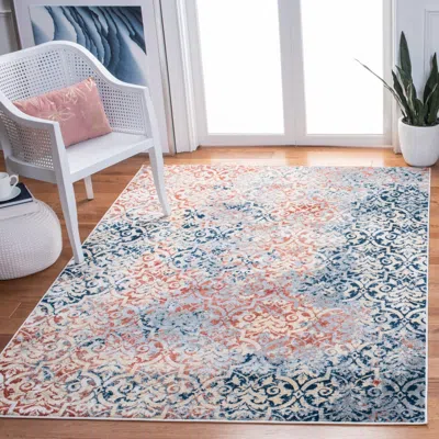 Safavieh Lagoon Machine Made Area Rug, Navy / Brown Transitional Style Easy Care
