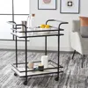 Safavieh Lameris 2 Tier Matte Black Bar Cart With Handles In Gray