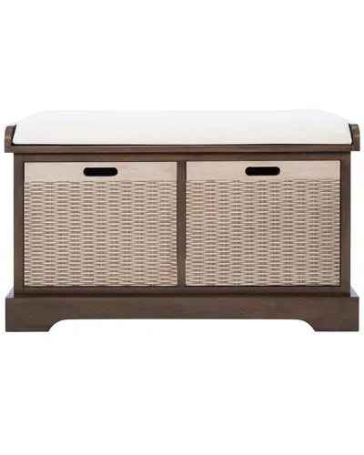 Safavieh Landers 2- Drawer Cushioned Storage Bench In Brown