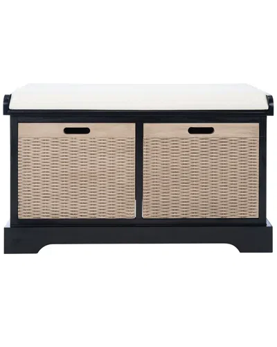 Safavieh Landers 2- Drawer Cushioned Storage Bench In Black