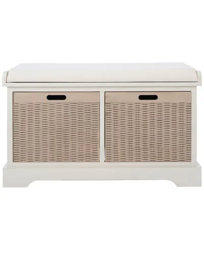 Safavieh Landers 2- Drawer Cushioned Storage Bench In Neutral