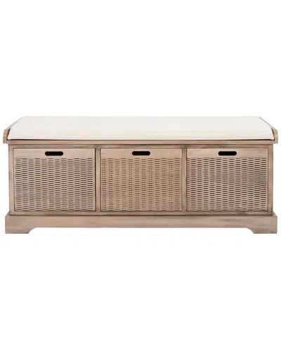Safavieh Landers 3-drawer Cushion Bench In Brown