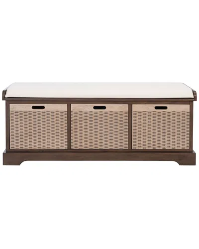 Safavieh Landers 3-drawer Cushion Bench In Brown