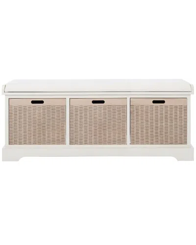 Safavieh Landers 3-drawer Cushion Bench In White