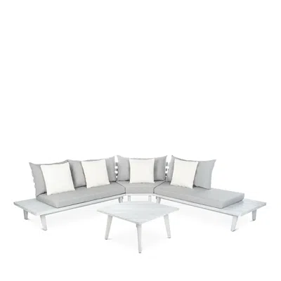 Safavieh Lansen 4-piece Corner Indoor/outdoor Living Set In Ash Gray/gray