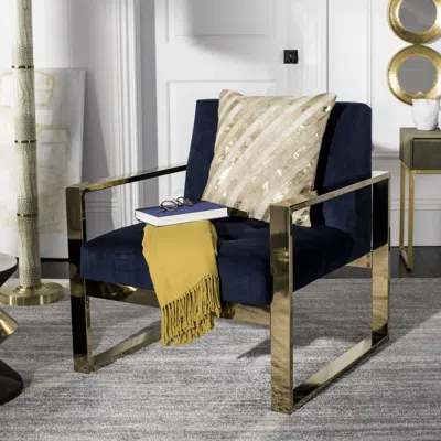 Safavieh Latta Metallic Cowhide Pillow In Gold
