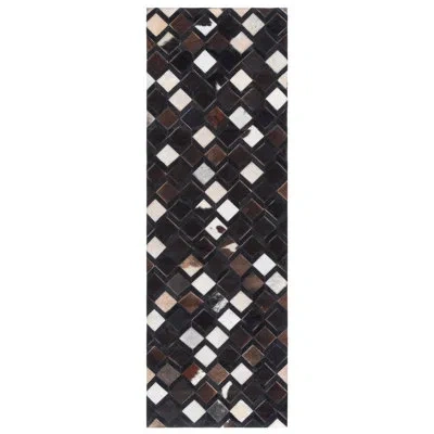Safavieh Leather Area Rug In Black,ivory