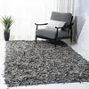 Safavieh Leather Shag Hand Made Area Rug, Grey / Beige Shag / Flokati Style Non-shedding In Gray
