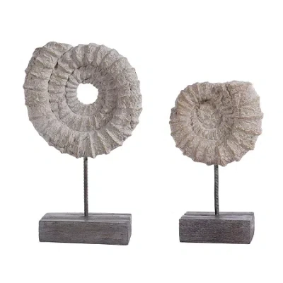 Safavieh Toren Set Of 2 Ammonite Shells Table Decor In Neutral