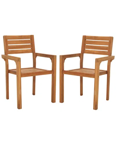 Safavieh Leon Solid Teak Stacking Chair In Brown