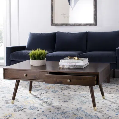 Safavieh Levinson Gold Cap Coffee Table In Brown