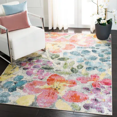 Safavieh Lillian Machine Made Area Rug, Blue / Yellow Country Floral Style Easy Care In Multi