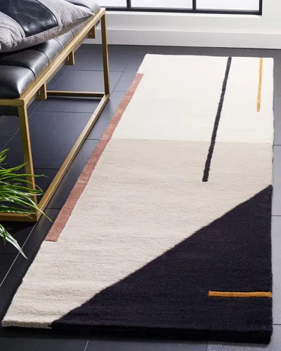 Safavieh Lineal Hand-tufted Rug, 2' X 10' In Ivory, Black