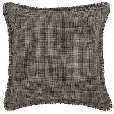 Safavieh Linen Throw Square Pillow Cover & Insert In Black,natural