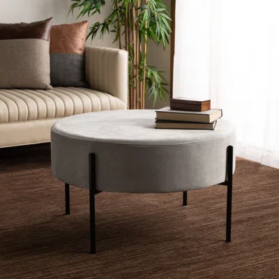Safavieh Lisbon Round Cocktail Ottoman In Gray