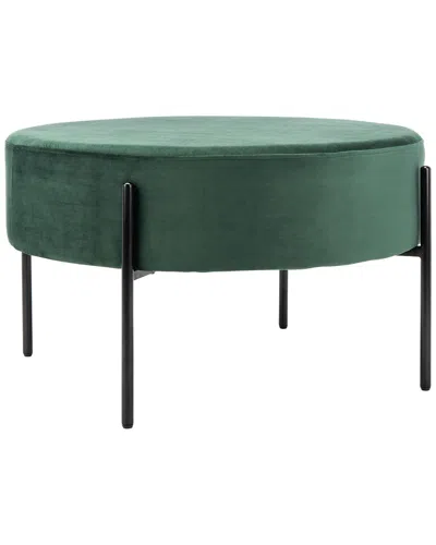 Safavieh Lisbon Round Cocktail Ottoman In Green