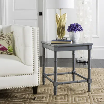 Safavieh Liviah Modern Coastal 22" H Bamboo Accent Table In Gray