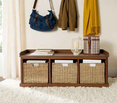 Safavieh Lonan Wicker Storage Bench In Brown