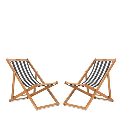 Safavieh Loren Foldable Sling Chairs, Set Of 2 In Natural/black/white