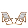 Safavieh Loren Foldable Sling Chairs, Set Of 2 In Natural/gray/white