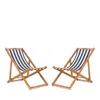 Safavieh Loren Foldable Sling Chairs, Set Of 2 In Natural/navy/white