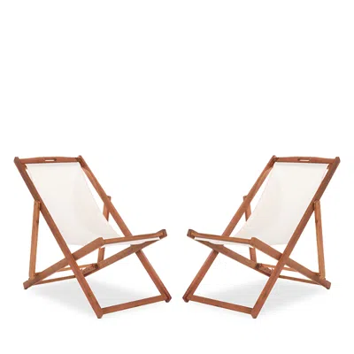 Safavieh Loren Outdoor Sling Chair, Set Of 2 In Natural/beige