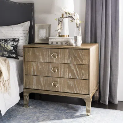 Safavieh Lorna 3 Drawer Contemporary Night Stand In Brown