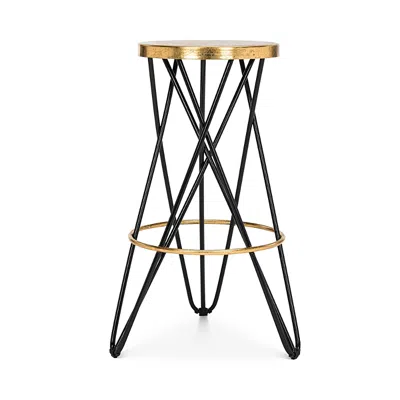 Safavieh Lorna Gold Leaf Barstool In Black/gold