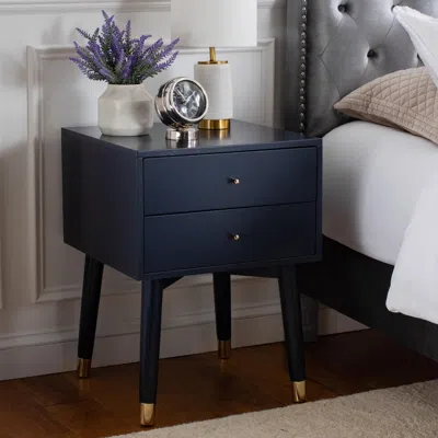 Safavieh Lyla Mid Century Retro Silver Cap Nightstand In Blue