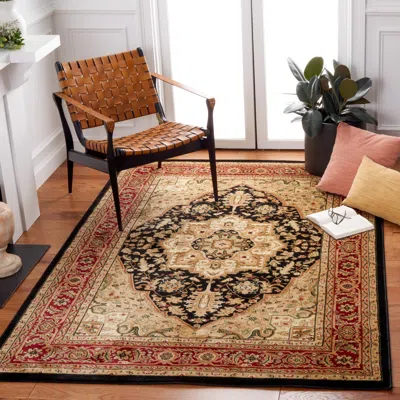 Safavieh Lyndhurst Machine Made Area Rug, Black / Red Traditional Style Easy Care In Brown