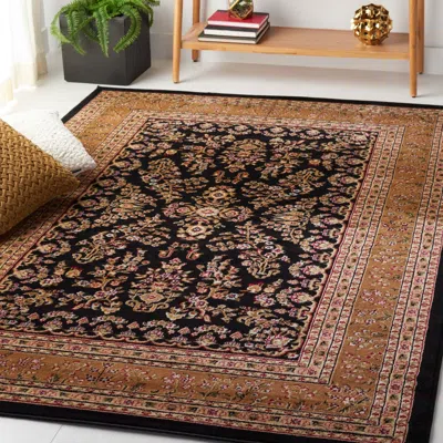 Safavieh Lyndhurst Machine Made Area Rug, Black / Tan Traditional Style Easy Care In Multi