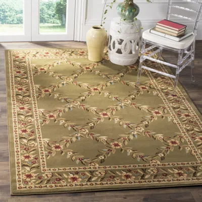 Safavieh Lyndhurst Machine Made Area Rug, Green / Green Traditional Style Easy Care In Brown