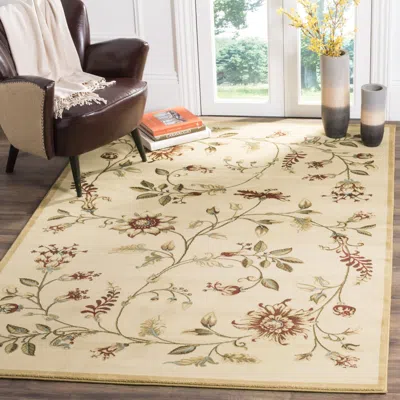 Safavieh Lyndhurst Machine Made Area Rug, Ivory / Multi Traditional Style Easy Care In Nude